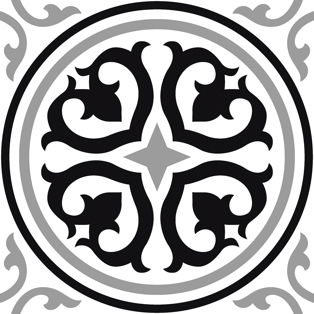 VINTAGE CUBE PATTERN 20X20 BLACK MATT - Image 1